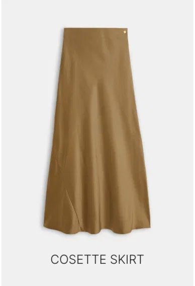 JV-COSETTE high waisted maxi rok in satijn look - khaki