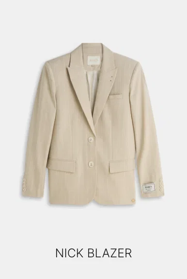 JV-NICK oversized blazer met krijtstreep - soft stone melange