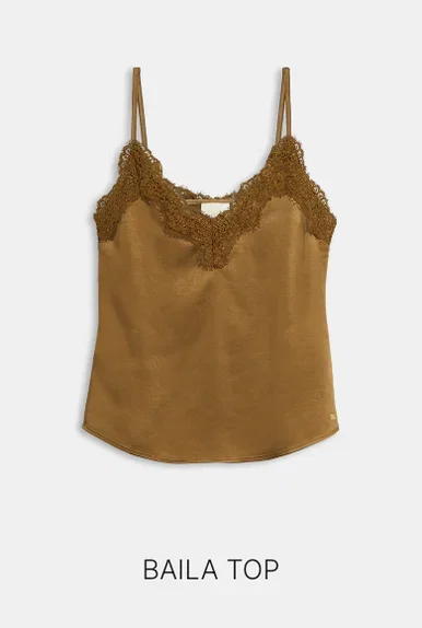 JV-BAILA regular fit top met kant - khaki
