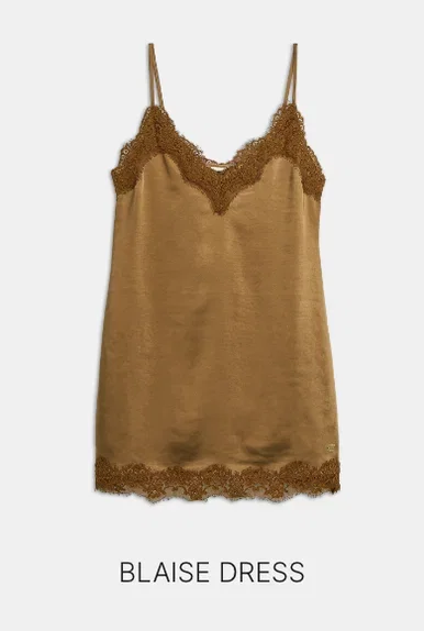 JV-BLAISE regular fit jurk met kant - khaki