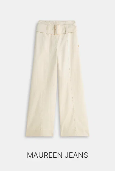 JV-MAUREEN high waisted wide leg jeans - ecru