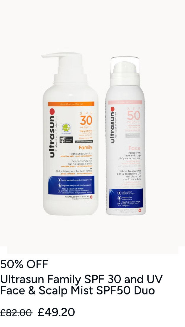 Ultrasun Family SPF 30 400ml and Ultrasun UV Face & Scalp Mist SPF50 150ml Bundle