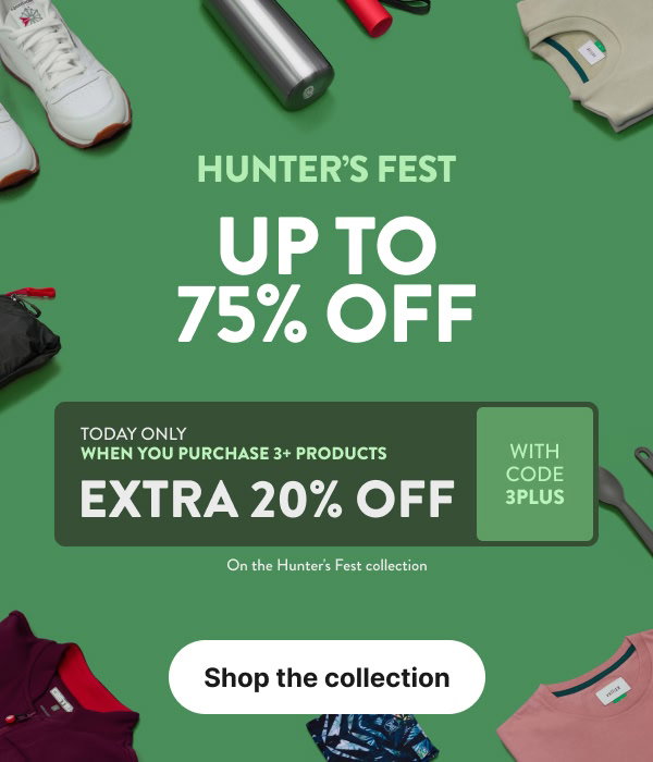Extra 20% off 3+ items. Today only.