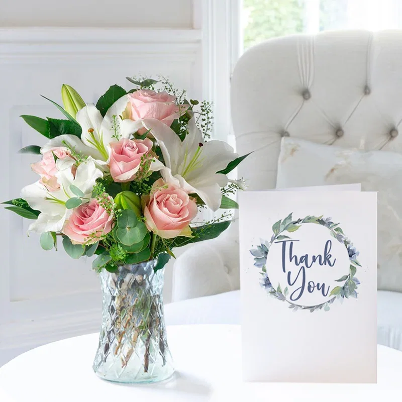 Image of Simply Pink Rose & Lily & Thank You Card