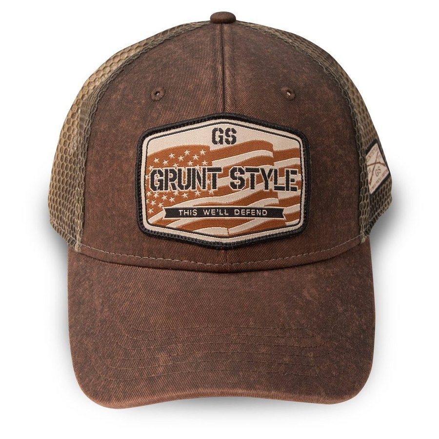 Image of Old Glory Patch Mesh Hat - Brown Wash