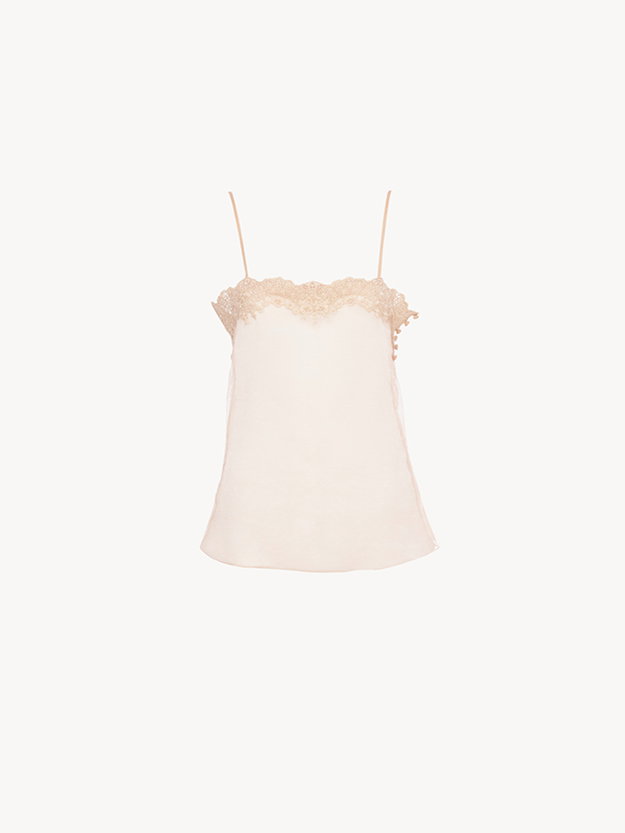 Fitted tank top in embroidered lace
