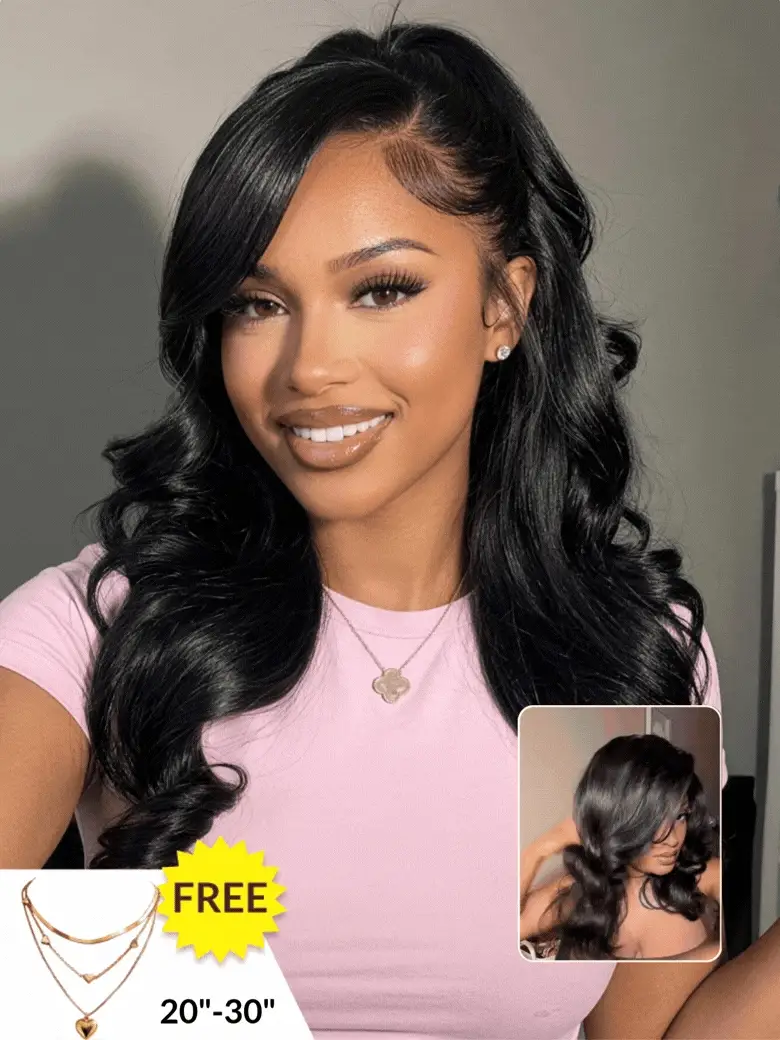 13x4 Pre-Everything 180% Density Loose Wave Glueless Lace Frontal Wig –Feathered Style and Elastic Drawstring Flash Sale
