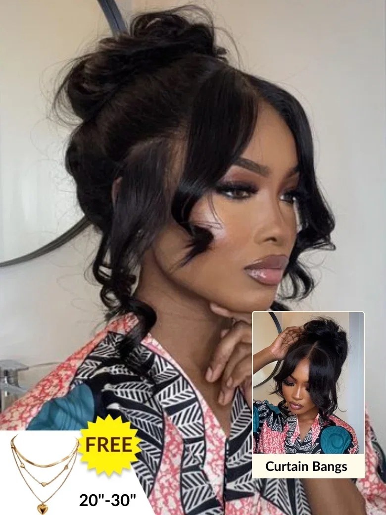 Face Framing Curtain Bangs 13x4 Pre-Everything Pull And Go Drawstring Loose Wave Wig Flash Sale