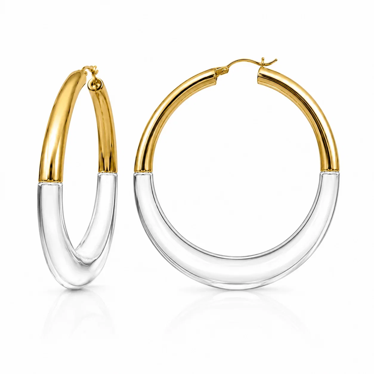 Image of XL Clear Chunky Graduated Hoop Earrings