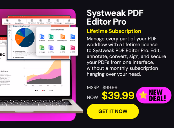 Systweak PDF Editor Pro: Lifetime Subscription