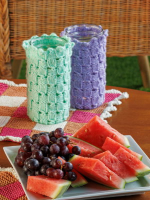 Free Sweet Scallop Woven Knit Jar Cozy Pattern