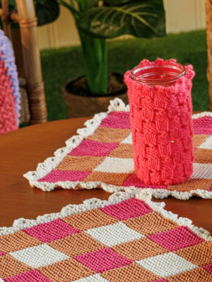 Free Gingham and Scallops Knit Placemats Pattern