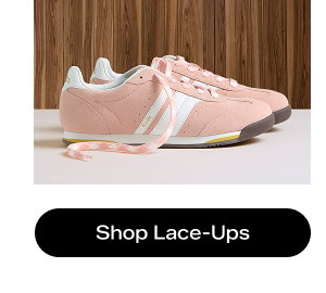 A side view of the Revival Suede/Leather Lace-Ups in peach. Shop Lace-Ups.
