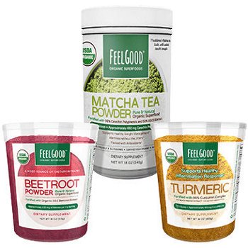FEELGOOD Matcha, Organic Beetroot or Turmeric Powder