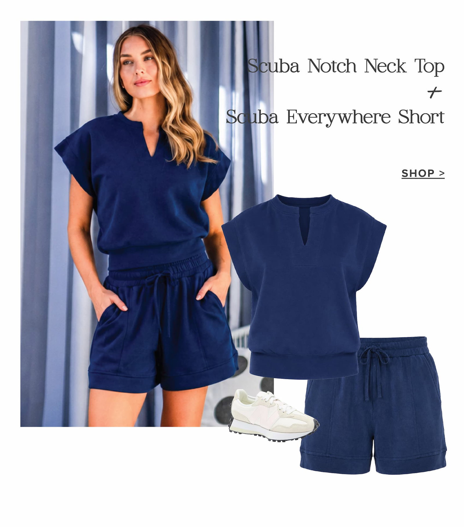 Scuba notch neck top + scuba shorts