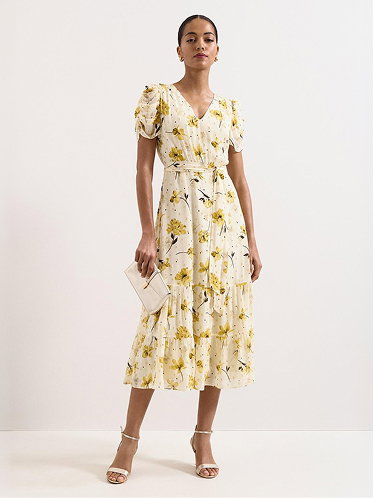Azalea Fil Coupe Floral Midi Dress