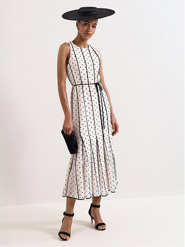 Kimberly Sleeveless Polka Dot Midi Dress