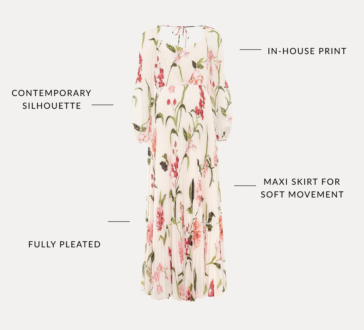 Reanna Floral Pleated Maxi Dress