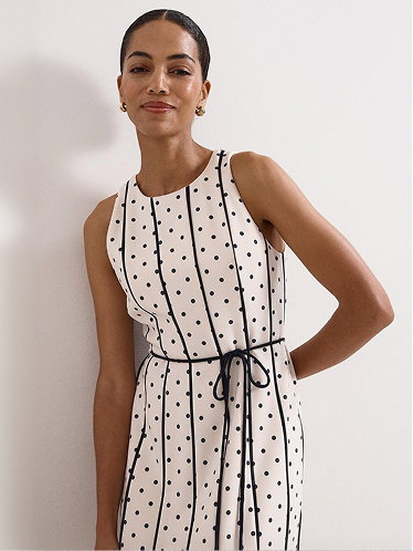 Kimberly Sleeveless Polka Dot Midi Dress