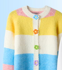 Lola Flower Button Stripe Cardigan
