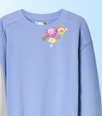 Elodie Embroidered Woven Hem Sweatshirt
