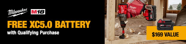 Milwaukee Free XC5.0 Battery with qualifying purchase, $169 value