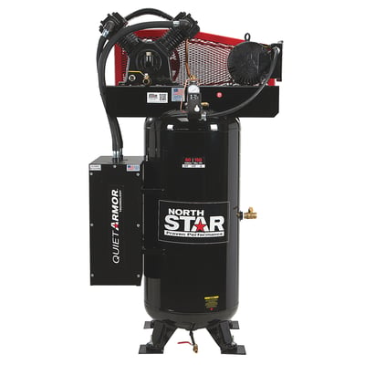 NorthStar Air Compressor with Quiet Armor, 60 Gal., 5 HP, 19 CFM @ 90 PSI, 150 Max. PSI, 230V, Single Phase