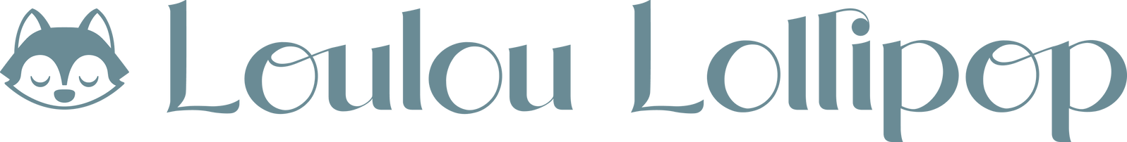 Loulou Lollipop logo - blue text on light blue background