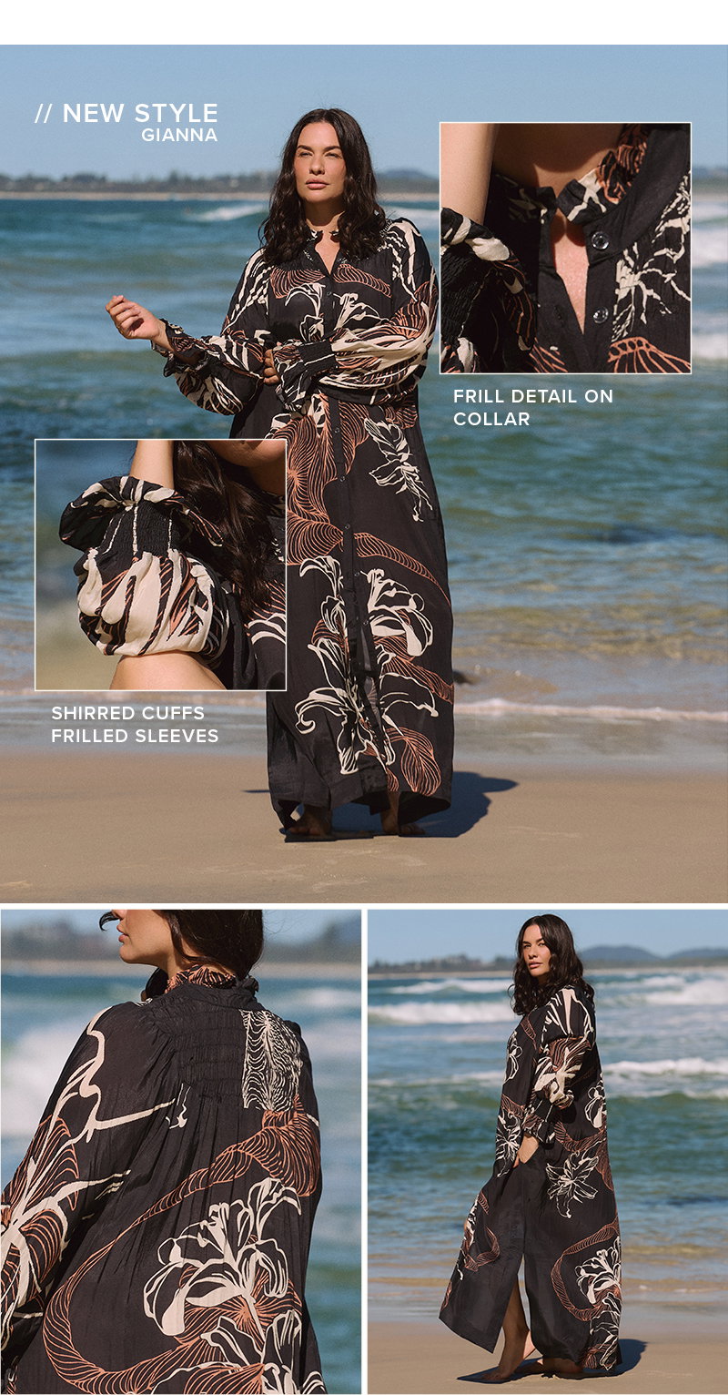 Shop Gianna Shirred Dress in Floral Terrain