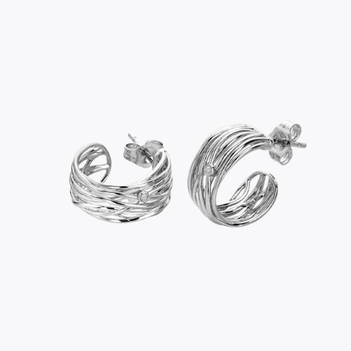 Hot Diamonds String Sterling Silver Diamond Hoop Earrings