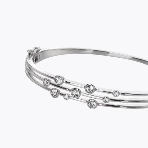 Hot Diamonds Tender Sterling Silver White Topaz & Diamond Statement Bangle