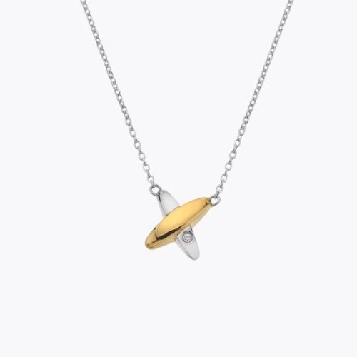 Hot Diamonds Coupled Two Tone Sterling Silver Diamond Pendant