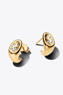 Organically Shaped Stone-Set Stud Earrings