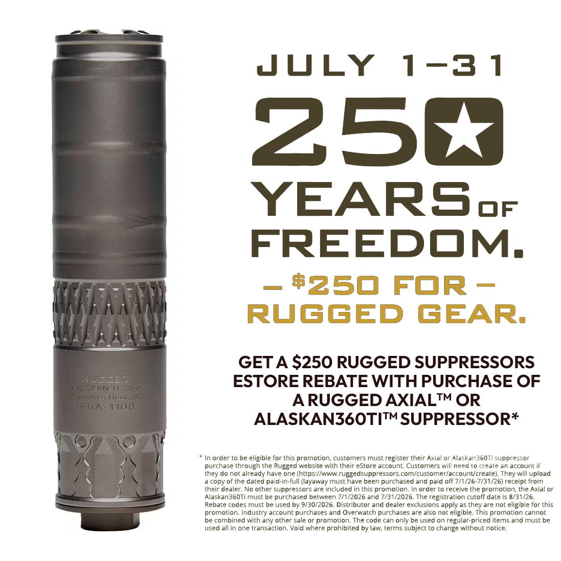Image of Rugged Suppressors Alaskan360 Ti Suppressor AK360TI