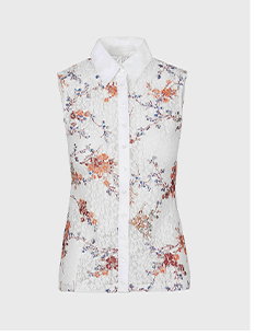Sleeveless Shirt in a Stretch Floral Lace