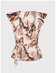 Ruffled sleeveless wrap blouse