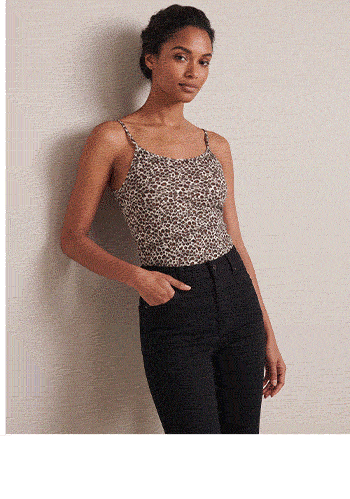 Leopard Print Camisole Lined With Black Mesh