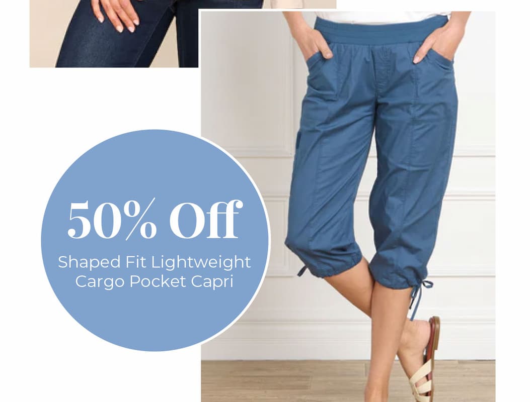 50% Off Shaped Fit Lightweight Cargo Pocket Capri