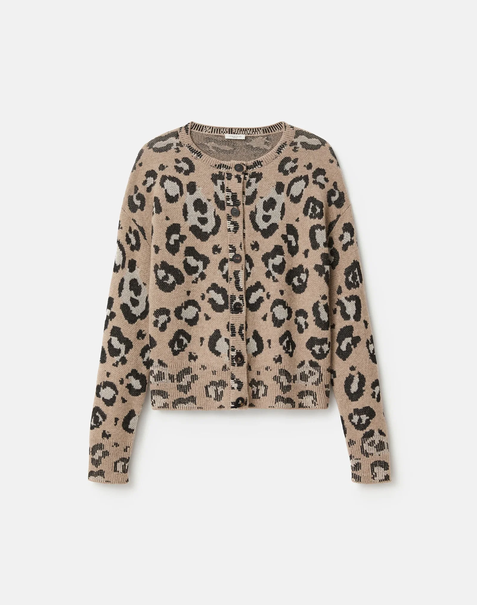 Lafayette 148 NY Plus Size Leopard Jacquard Cashmere Button Cardigan