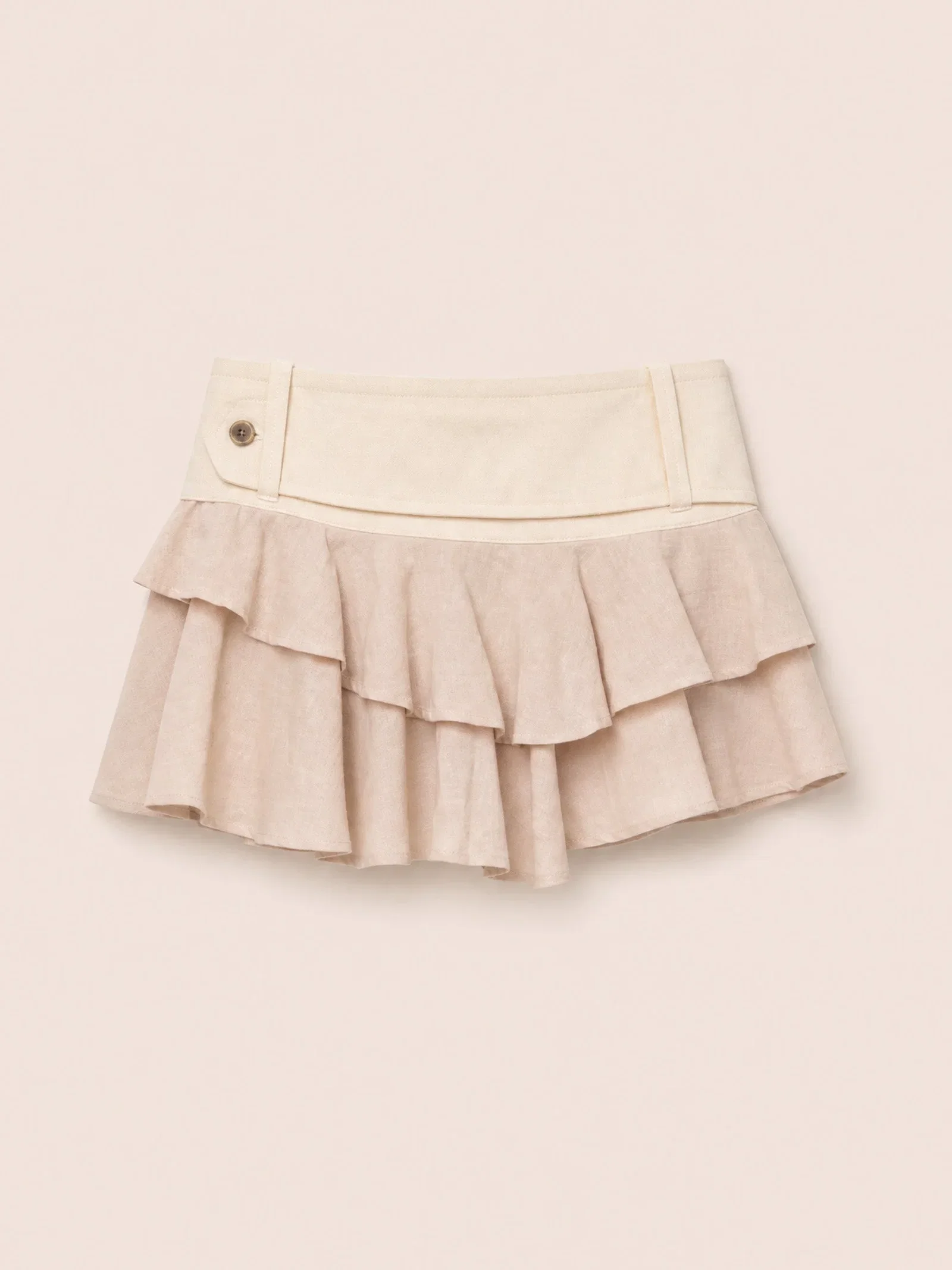 Solea White Ruffle Denim Mini Skirt