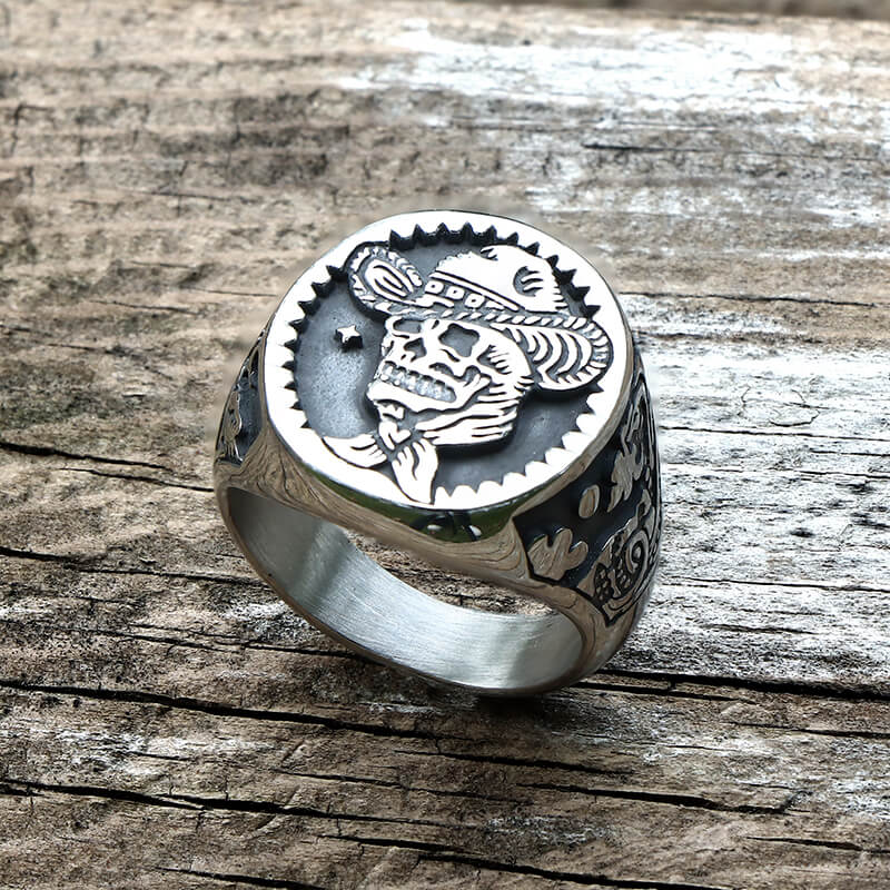 Image of Punk Cowboy Skull Stainless Steel Ring