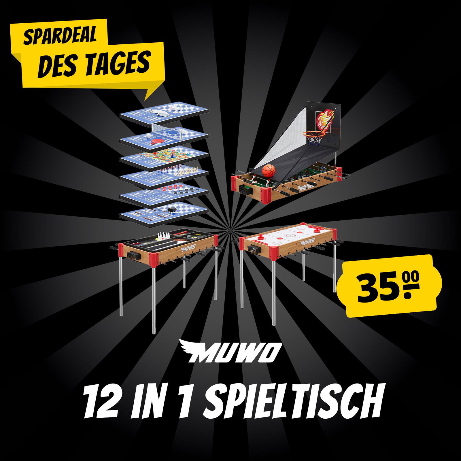 MUWO "Masterplay" 12-in-1 Multigame Spieletisch