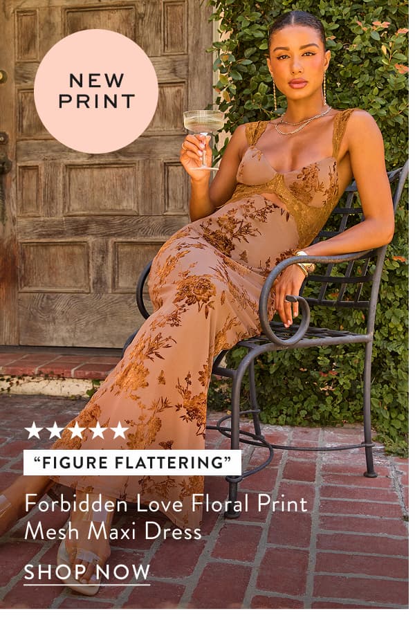 Forbidden Love Floral Print Mesh Maxi Dress