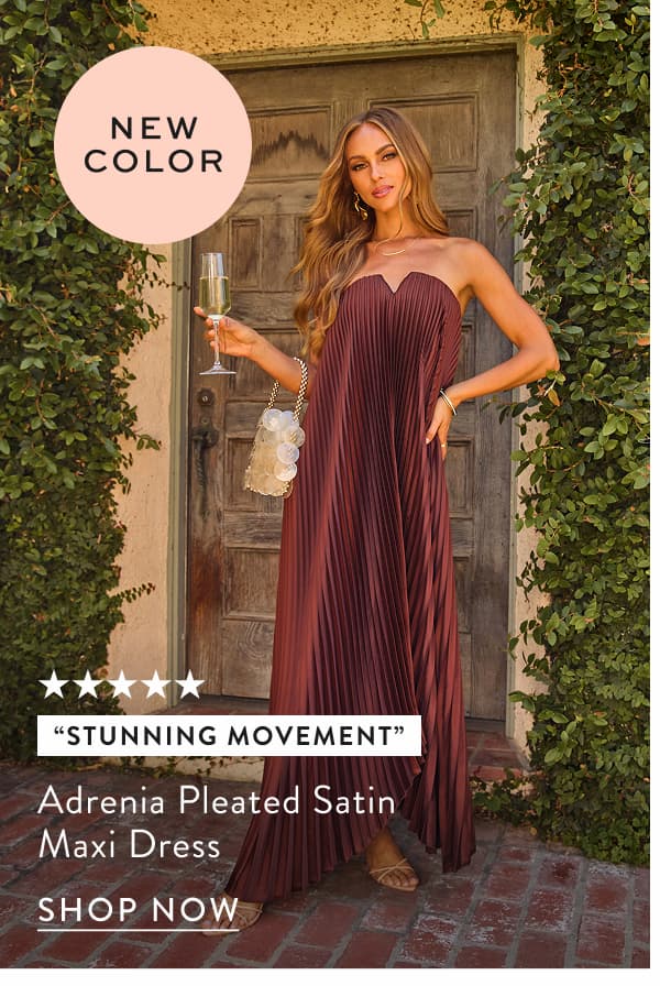Adrenia Pleated Satin Maxi Dress