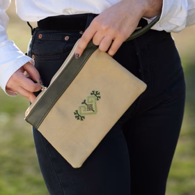 Heart Leather Clutch - Green