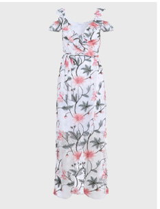 Cold shoulder floral lace dress