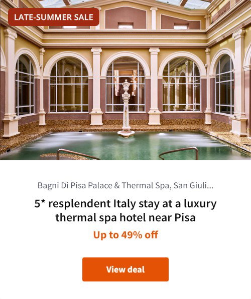 5* resplendent Italy stay at a luxury thermal spa hotel near Pisa