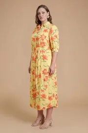 Plus Floral Midi Shirt Dress