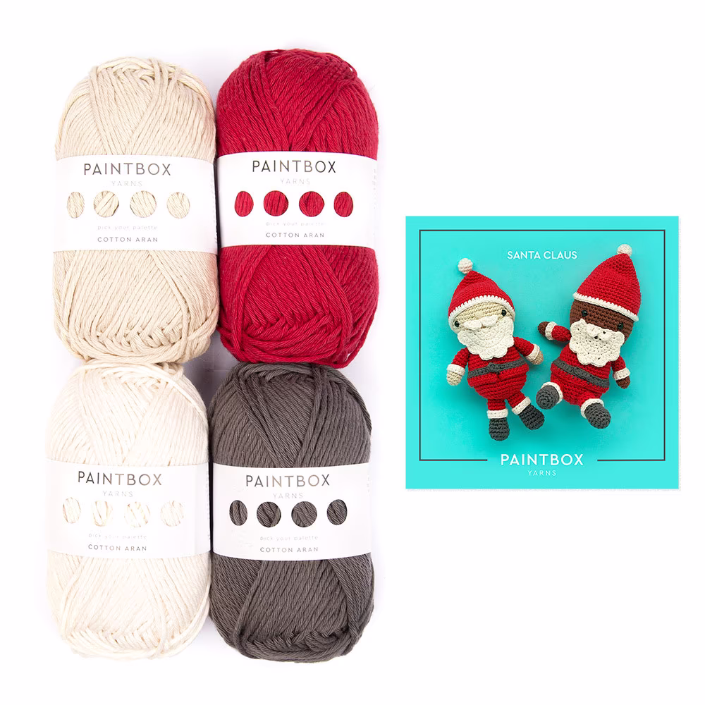 Paintbox Yarns Cotton Aran Santa Claus 4 Ball Crochet Kit
