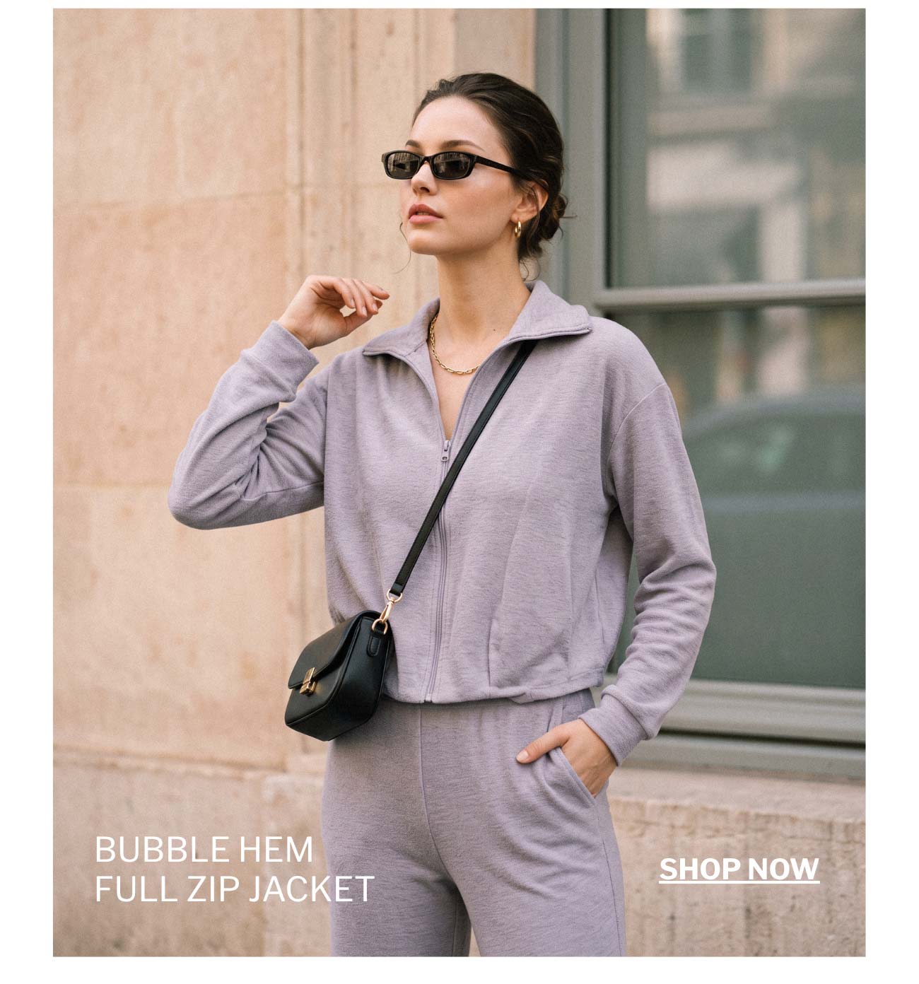Bubble Hem Full Zip Jacket